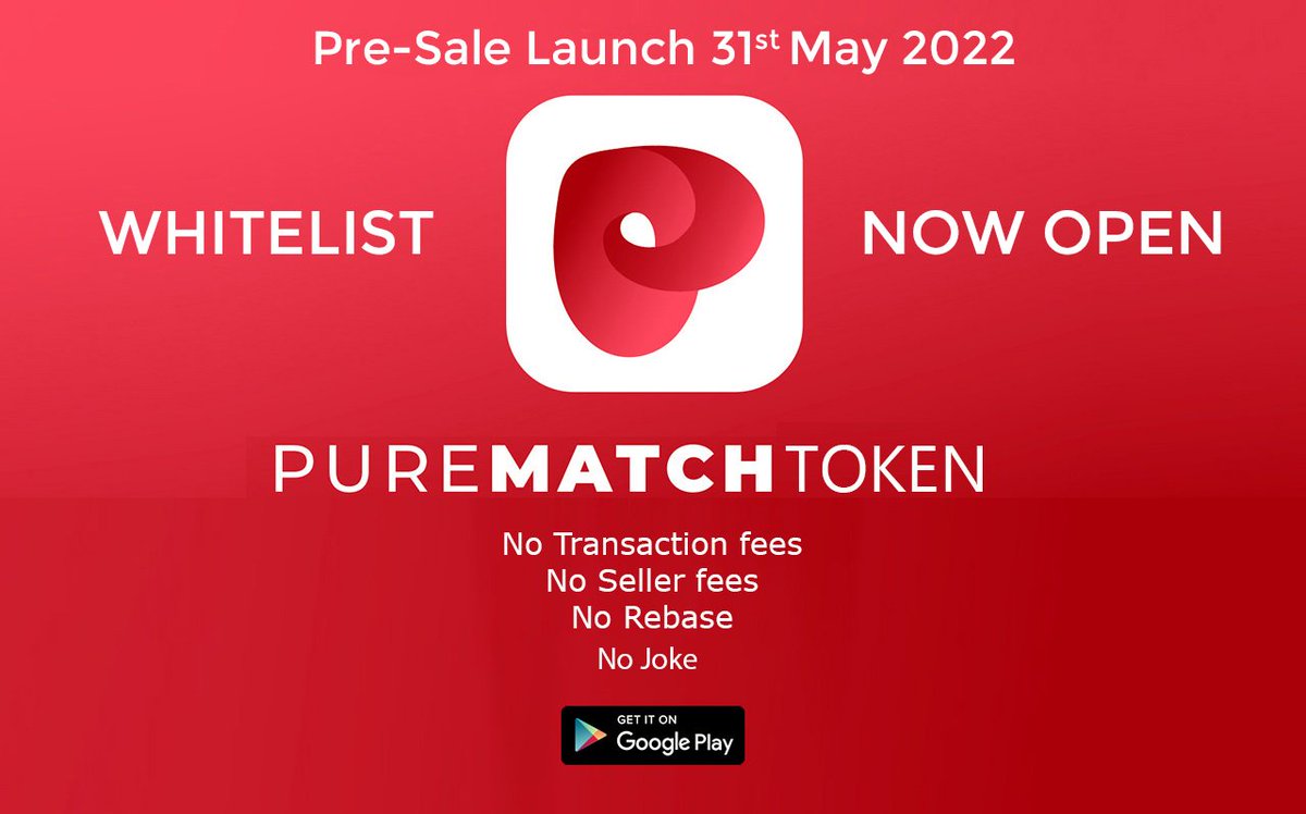 PureMatchme's tweet image. Our Whitelist is now open!! Be the first to buy [PUREMATCH] tokens in our Pre-Sale, join our Whitelist today. Don't miss out the opportunity to be first in line with this exclusive invite. #uniswap #investment #cryptomarket #bnb #decentralizedfinance #elonmusk #exchange #bsc