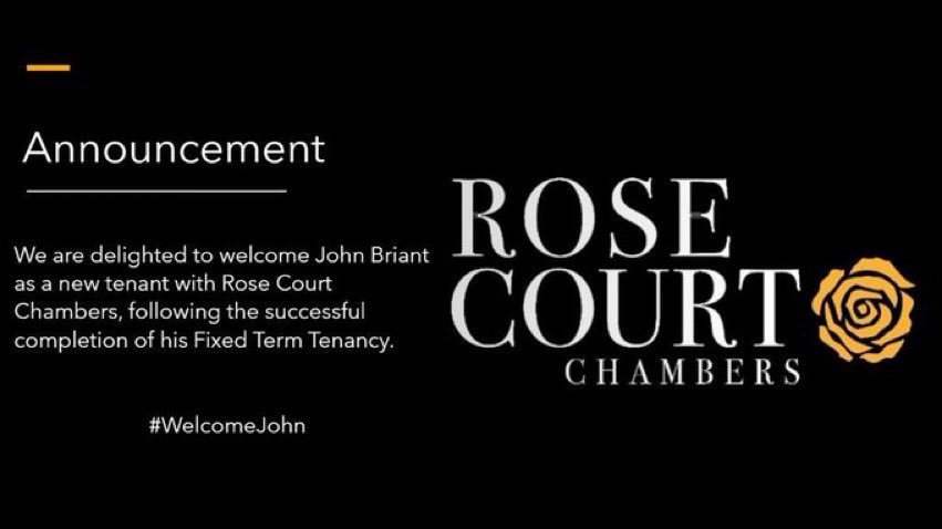 Delighted to announce that I’ll be joining <a href="/RoseCourtLaw/">Rose Court Chambers</a>.