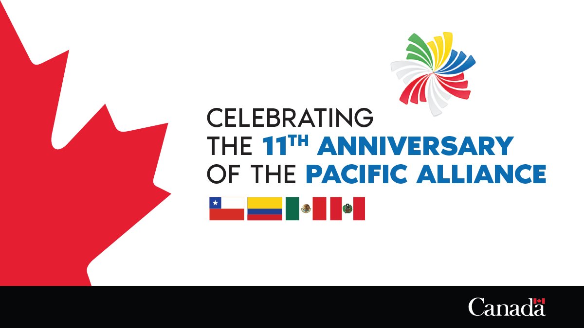 CanadaTrade's tweet photo. #DYK Canada’s total merchandise trade with Pacific Alliance countries was CAD$51.9 billion in 2021?

On the 11th anniversary of the 
@A_delPacifico, Canada is committed to supporting #trade in this region.  
🇨🇴🇲🇽 🇵🇪 🇨🇱 https://t.co/oMklupJtgu