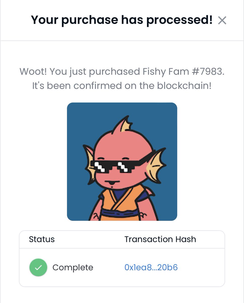 Another one for the fam. I keep saying it, <a href="/fishyfamNFT/">Fishy Fam</a> is about to run. I’m just buying cheap $BAIT and waiting for deep sea creatures 👀 🚀 💎