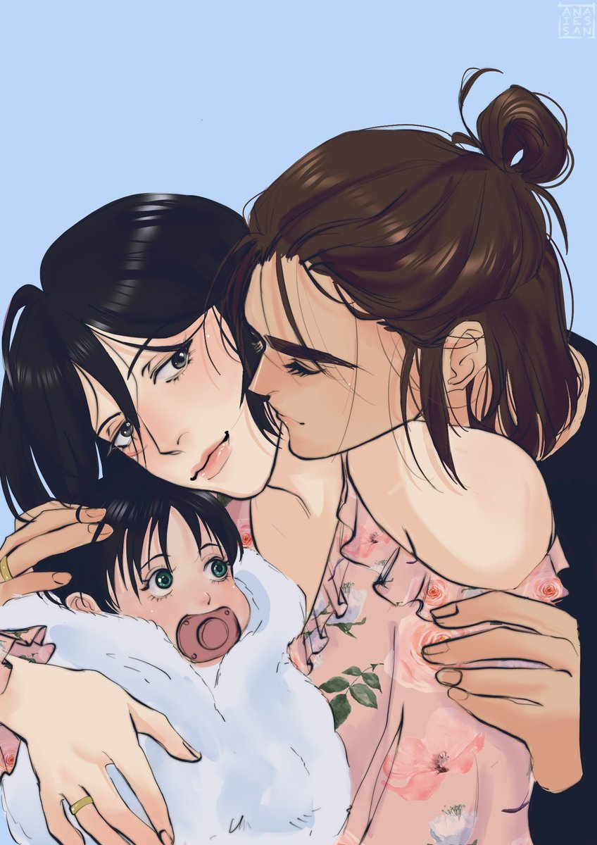 The love and light of their lives. 

Based on the fic Reputation by Sharinganblossoms

Commissioned by iKarlyRen from <a href="/AnaiesSan/">ARI 🎊 Commissions open 🎊• ~</a> 💖 thank you for letting us post this gorgeous family portrait art! 
 
#eremika #進撃の巨人 #AttackOnTitan