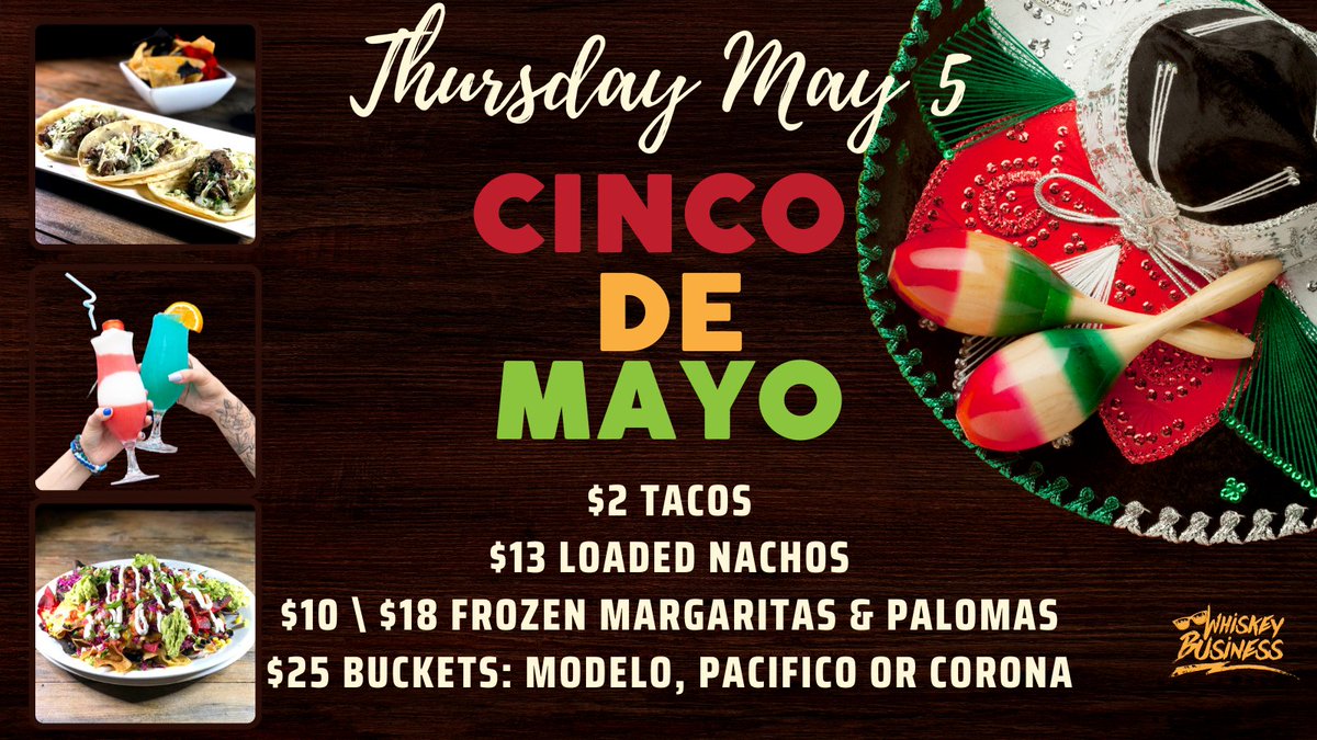 Cinco De Mayo is next week! Join us for some tacos, nachos, margs &amp; palomas! 🌮🍹 #CincoDeMayo