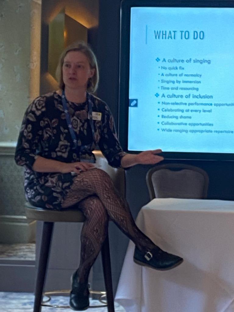 NotreDameCobham's tweet image. Julie Shaw and Adam Hope leading workshops for @CISCSchools headteachers ‘Can you get them to sing louder?’ Demonstrating a typical Notre Dame Prep music lesson, inspiring our musicians and beautiful singing voices! @NotreDame_MUSIC 🎶🎤😊👍 #CISC2022