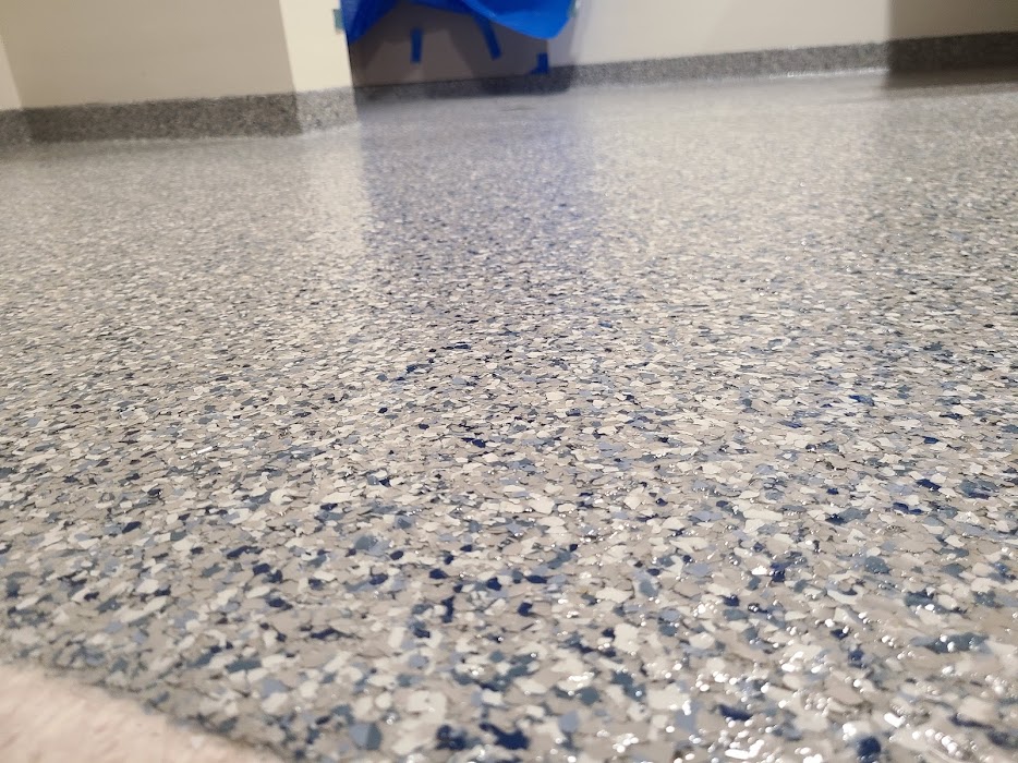 BlackBearCC's tweet photo. Another successful install at UMASS Memorial Medical Center in Worcester. This bathroom renovation in the NICU included a seamless #epoxy flake with cove. 
#bathroom #hospital #seamlessfloor #resinous #medical #ma #waterproof #renovation #repair #construction  #getfloored https://t.co/NKrswbqCHI