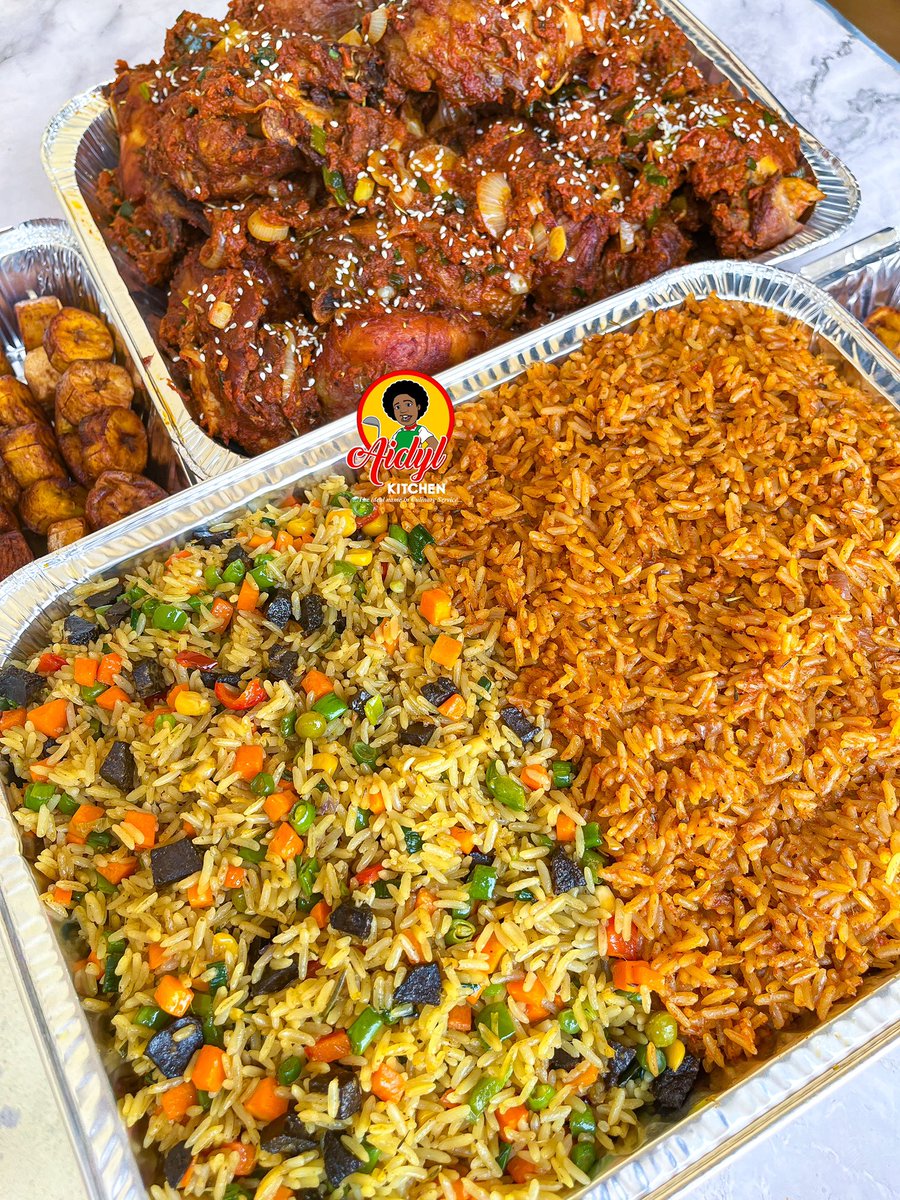 AidylKitchen's tweet photo. The Perfect Party Combo 👌 

Got guests over? Serve this and they’ll never stop talking about what a great host you are. 

#AbujaFoodVendor #aidylkitchen https://t.co/2dq9XeLUk6