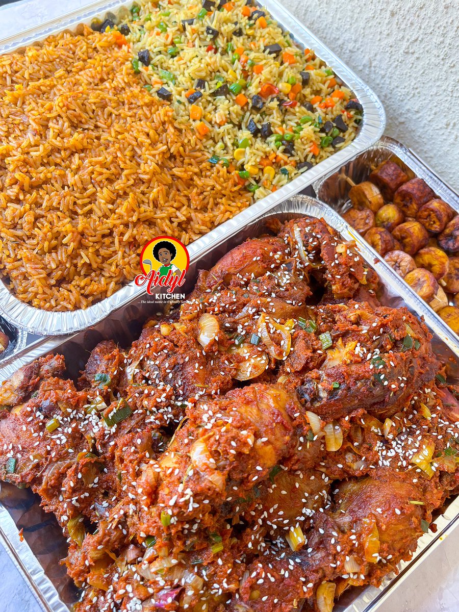 AidylKitchen's tweet photo. The Perfect Party Combo 👌 

Got guests over? Serve this and they’ll never stop talking about what a great host you are. 

#AbujaFoodVendor #aidylkitchen https://t.co/2dq9XeLUk6