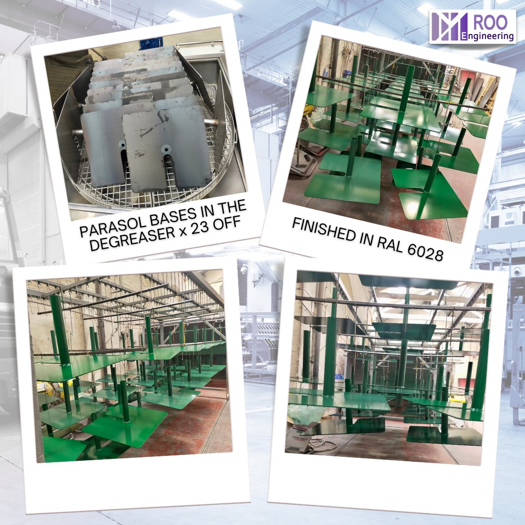 ltd_roo's tweet photo. Our talented #powdercoating team have just completed these parasol bases at our in house shop, finished in RAL 6028.
@MadeinBritainGB
#powdercoat #qualityfinish #paint #ukmanufacturing #ukengineering #onestopshop #inhouse #rooengineering https://t.co/ueTnPXBJmO
