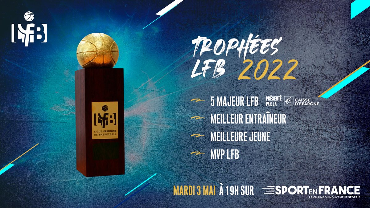basketlfb's tweet photo. 🔴 𝗦𝗔𝗩𝗘 𝗧𝗛𝗘 𝗗𝗔𝗧𝗘 - #TropheesLFB 2022 🏆

🗓️ Mardi 3 mai
📺 @sport_en_france 
🕖 19h00
🎙️ @LukasNicot &amp; @Bigfredstyle + invité.e.s

Qui inscrira son nom au palmarès ?

#5MajeurLFB présenté par la @Caisse_Epargne 
#MeilleurEntraineurLFB
#MeilleureJeuneLFB
#MVPLFB https://t.co/KdndZJDw1P