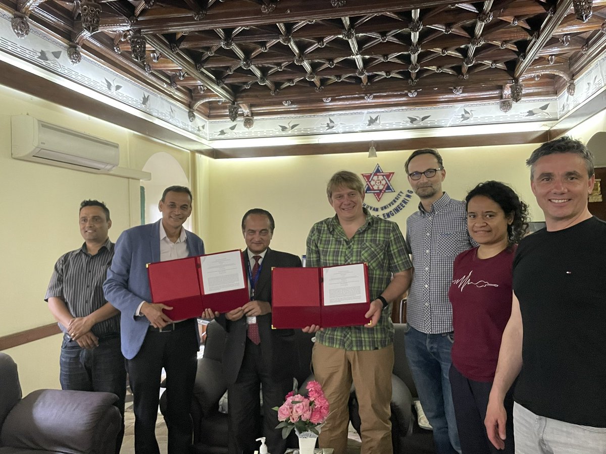ChrisAndermann's tweet photo. Arrived in Kathmandu for the #HelloMonsoon project. Today signed MoU between @GFZ_Potsdam and IoE-Centre for Disaster Studies,Tribhuvan University with @basanta58_raj Looking foreword for exciting collaborative research https://t.co/rM5ECsX5uW