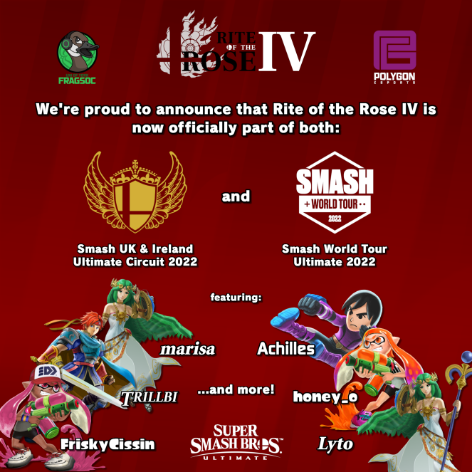 RotR IV is officially part of the UKIE circuit and Smash World Tour! 
Come to York on the 18th of June to earn your points against some of the top UK talent already signed up including @Achiiiiilles @TKOTrillbi <a href="/marisaaa77/">marisa</a> <a href="/Lyto__/">Lyto</a> <a href="/FriskyCissin/">adrian</a> and more!

smash.gg/tournament/rit…