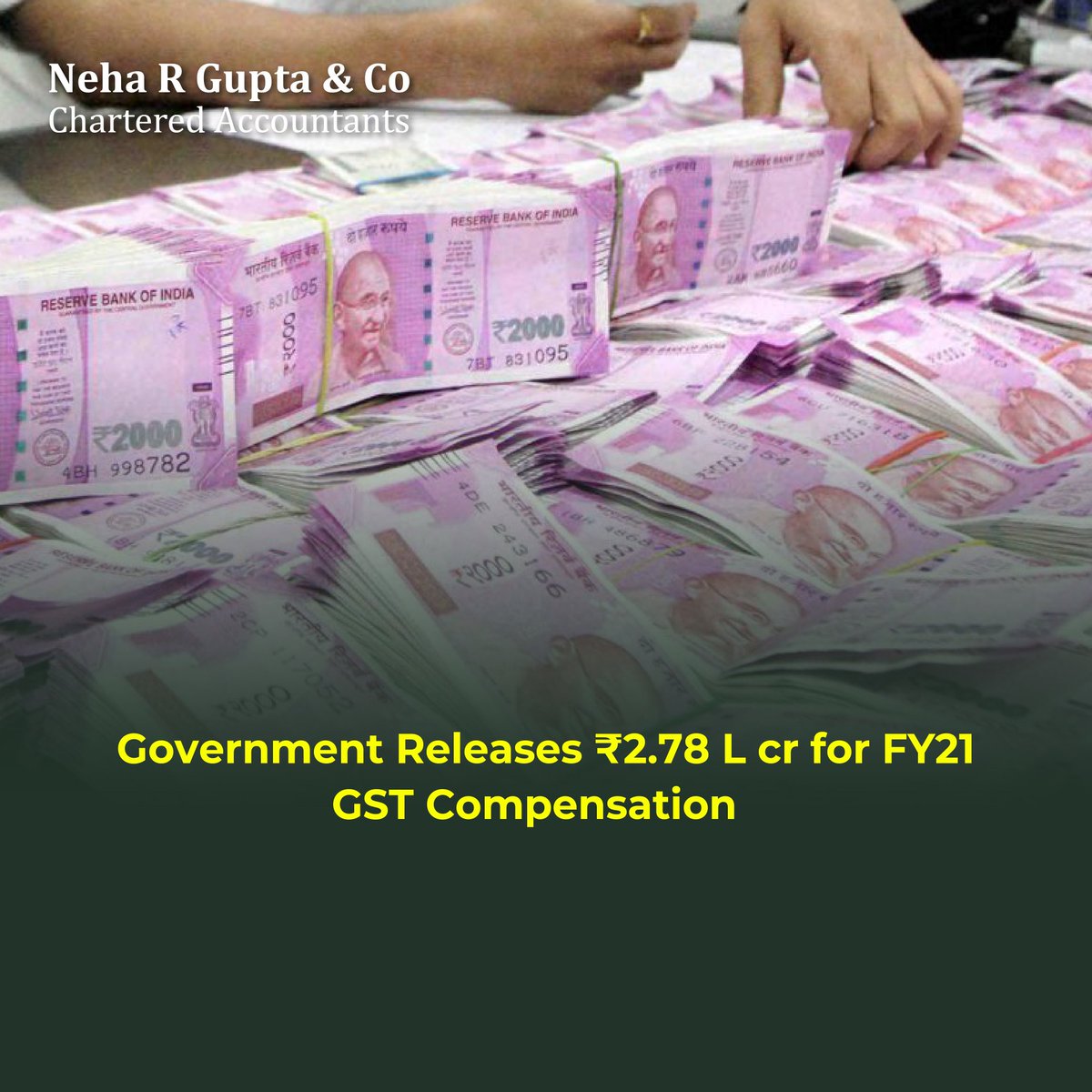 NehaRGuptaCo's tweet photo. The government has released 2.78 L cr towards Goods and Services Tax (GST) compensation for FY21. In a statement late on Wednesday, the finance ministry said no compensation was pending for the year. https://t.co/iaEI34Qa8u