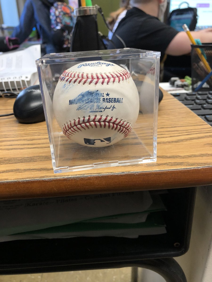 tlinds2's tweet photo. One of my students today, was so excited to bring in his favorite souvenir.. “a foul ball hit by A-Rod”.. He has it in a case and all! Anyway we can give him a shoutout please !! @AROD https://t.co/XIBUbyAvDn