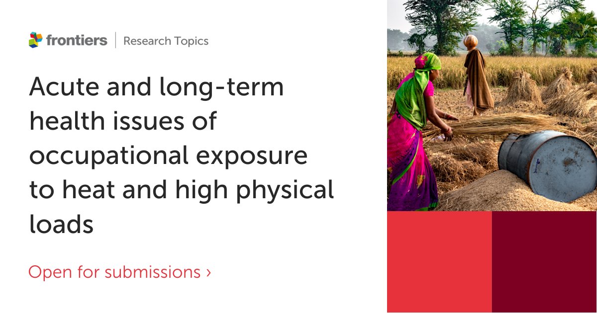 As we celebrate #WorldSafetyandHealthDay, we are proud to launch our newest Research Topic to collect and disseminate the latest research to support health at workplace.

✍️Led by Dr D Rojas-Valverde, Dr B Knechtle and Dr J Crowe

➡️ fro.ntiers.in/JzbD 
#SHWDay