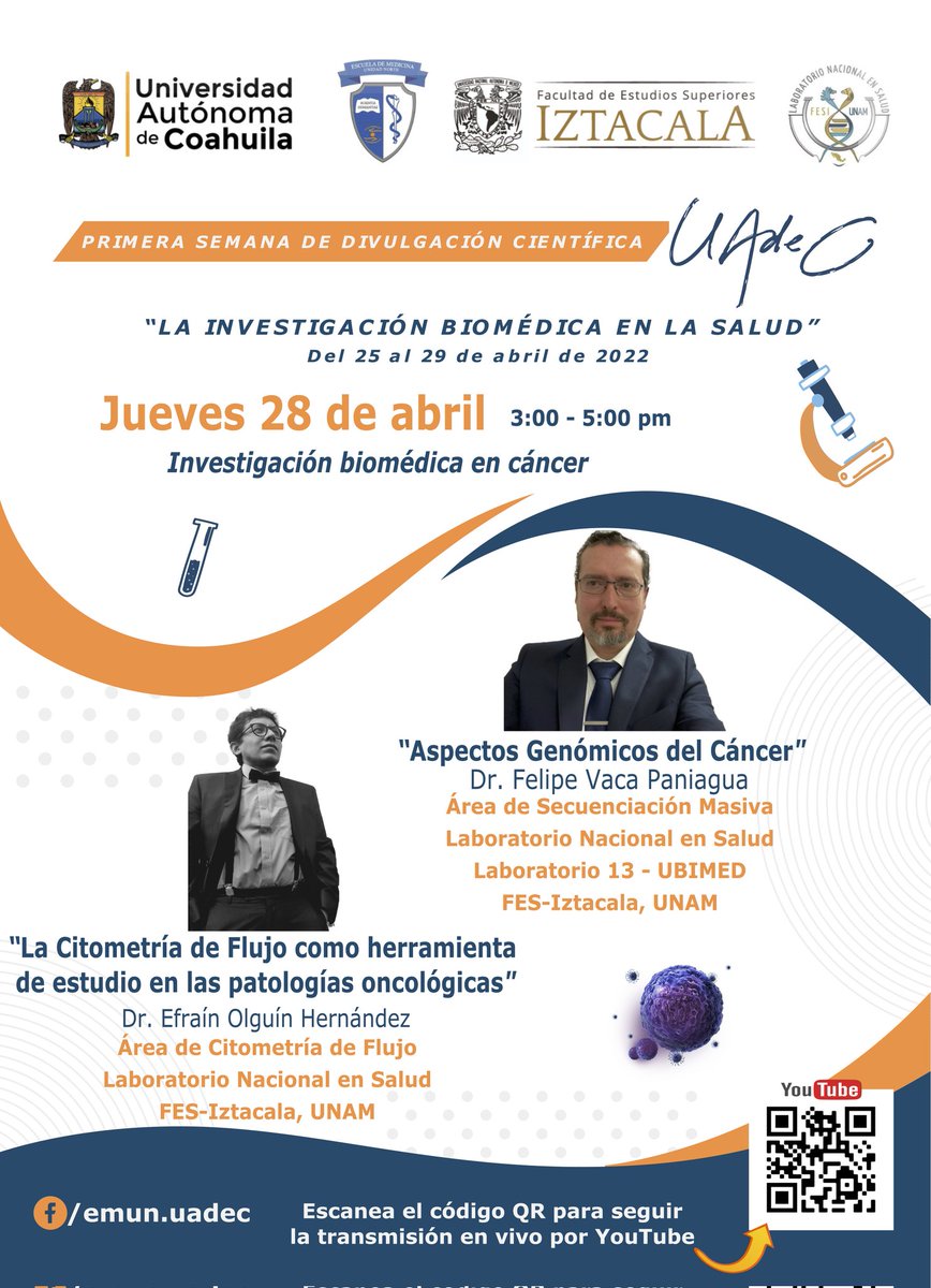 EMUN_UAdeC's tweet photo. 🐺 ATENTOS 🐺
Continuando con las actividades de nuestra Primera Semana de Divulgación Científica
El día de hoy es por partida doble comenzando a la 01:00 pm, no se la pierdan
#PoderosisimaEMUN #UAdeC #EnElBienFincamosElSaber https://t.co/aLfxYyJkBc