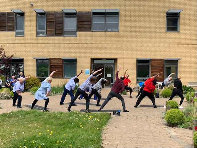 BHRUT_HWBHub's tweet photo. @FitnessFirst_UK Romford are still in the Lavender Garden if you want to pop down and see Adam, Jordan and Matthew 

Thanks to our colleagues that joined them for a quick workout as part of #OnYourFeetBritain day #Wellbeing https://t.co/bl3fx1qoqr