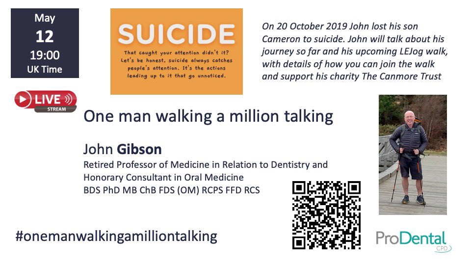 Please join us and John Gibson for this. <a href="/ruarikeir/">Ian Mills</a> <a href="/AcademyCampbell/">The Campbell Academy</a> <a href="/FIONAELLWOOD/">Fiona Ellwood</a> prodentalcpd.live/onemanwalking #onemanwalkingamilliontalking