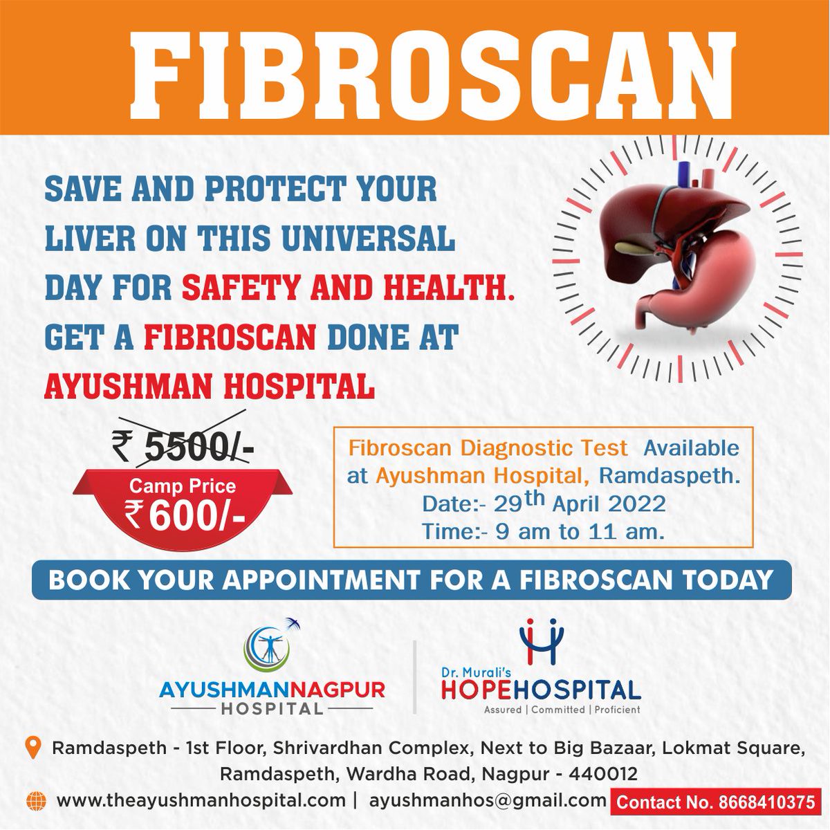 hopehospital's tweet photo. Get a Fibroscan Diagnostic Test available at Ayushman Hospital, Ramdaspeth.
Date 29 April
Time 9 am to 11 am.
𝐖𝐞𝐛𝐬𝐢𝐭𝐞:- https://t.co/UkkMDXaYv1
#WorldSafetyandHealthDay #SaveLiver #FibroscanTest #AyushmanHospital #Ramdaspeth https://t.co/z9dRFPBHHw