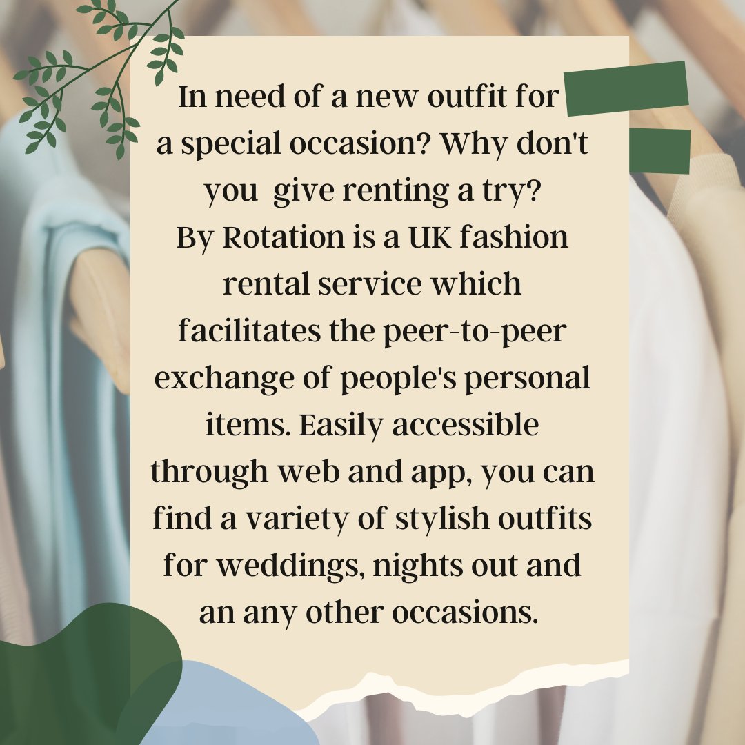 Urbanspacesleg1's tweet photo. Outfit renting as become a great substitute for buying new and, sometimes, too expensive outfits for occasions and everyday outings. Wondering where you can browse stylish and luxury pieces to rent? By Rotation could be your answer.  🧥🌿

#sustainabletips #renting https://t.co/LNmDZ8BCi7