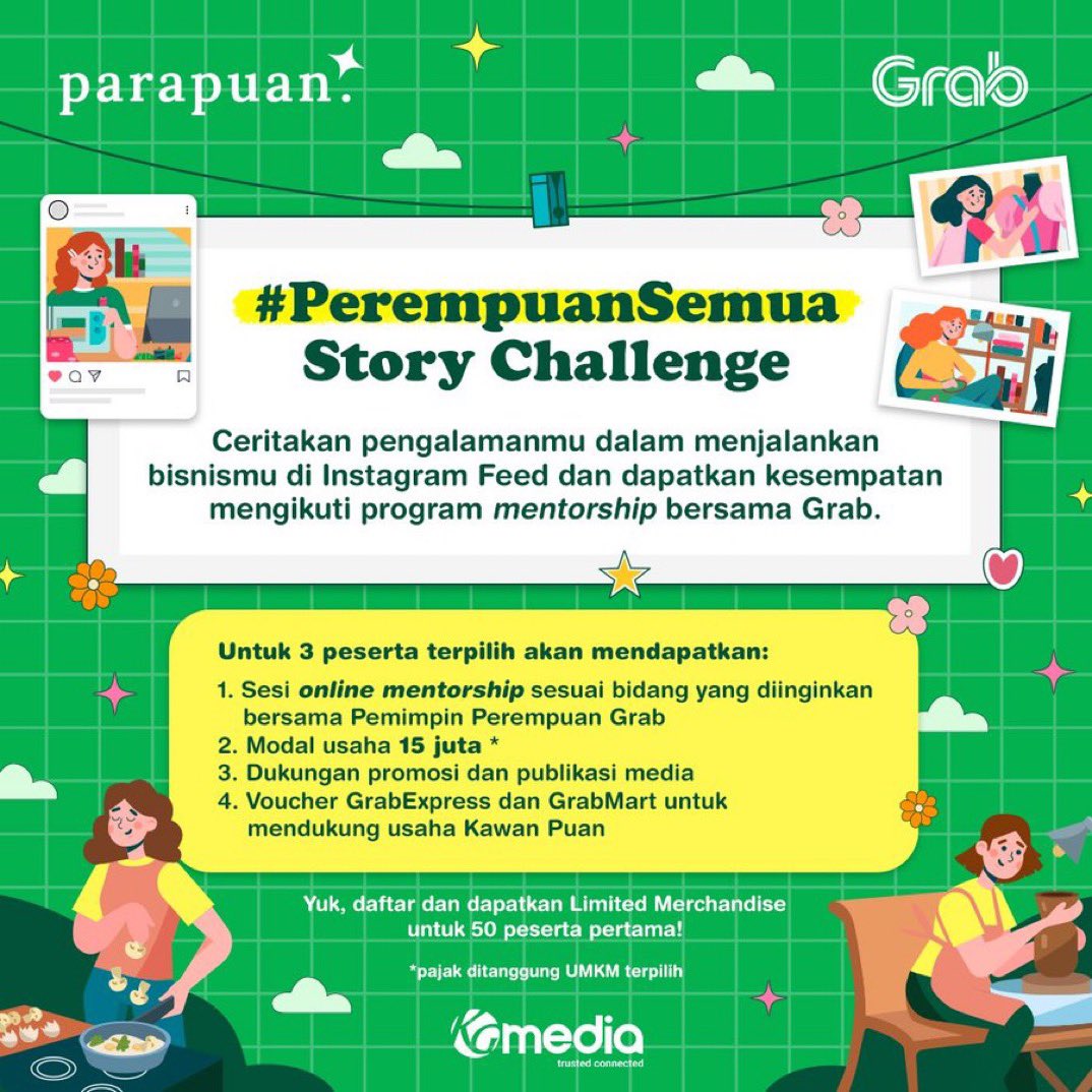 dodon_jerry's tweet photo. Kalau memang ada, kenapa ngga ikutan challenge dari @GrabID dan @Cerita_Parapuan ? Siapa tahu cerita kalian tadi menginspirasi #PerempuanSemua dan saling #PercayaPerempuan karena sekarang saatnya kolaborAKSI bukan saling bersaing. Yuk berbagi cerita bagi Perempuan Indonesia https://t.co/6wXtrz4GZn