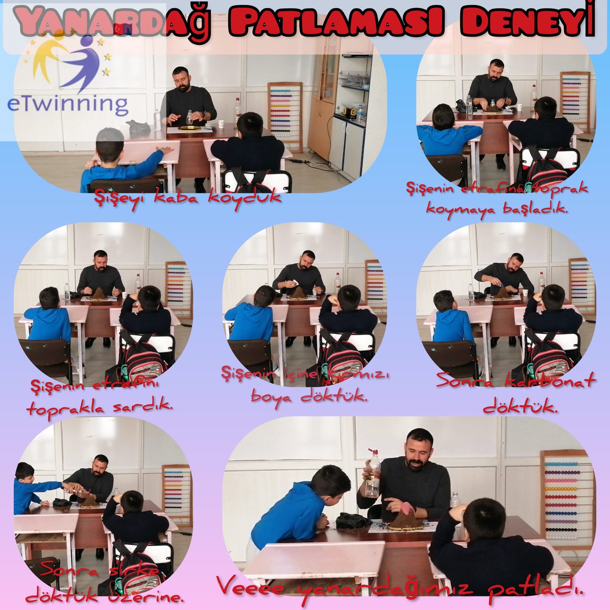 OzelBilim's tweet photo. Sedat öğretmenimizin Yanardağ Patlaması deneyi https://t.co/mr35jck0z6