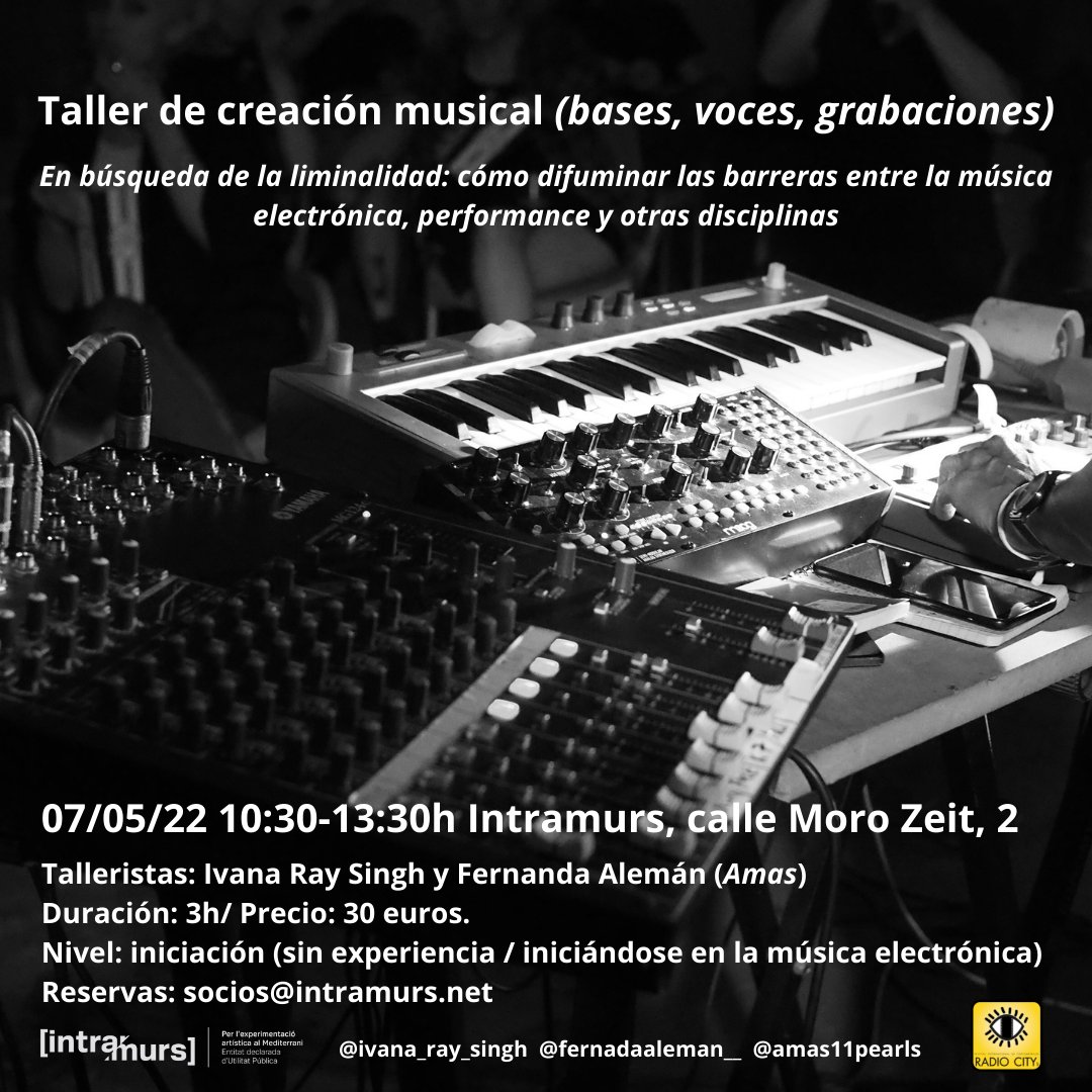intramurs's tweet photo. En búsqueda de la liminalidad: cómo difuminar las barreras entre la música electrónica, performance y arte conceptual  (para músic+s, no-músic+s, artistas de cualquier disciplina y personas curiosas) .
Link inscripción:
https://t.co/Qdj677zNgB https://t.co/zRoZrQdGdi