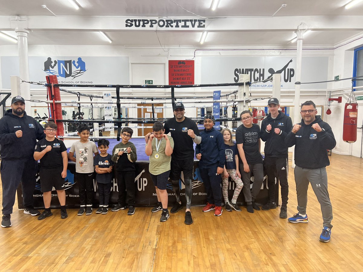 NottsBoxing's tweet photo. Nottingham School Of Boxing’s junior session was thriving yesterday! Huge congratulations to Alfie, who was awarded the NSB super sonic medalfor his active listening skills as well as work ethic within the session. 

#SafeSpace #Discipline #Respect #Angermanagement #Fittness https://t.co/4AxJ5gmwcq