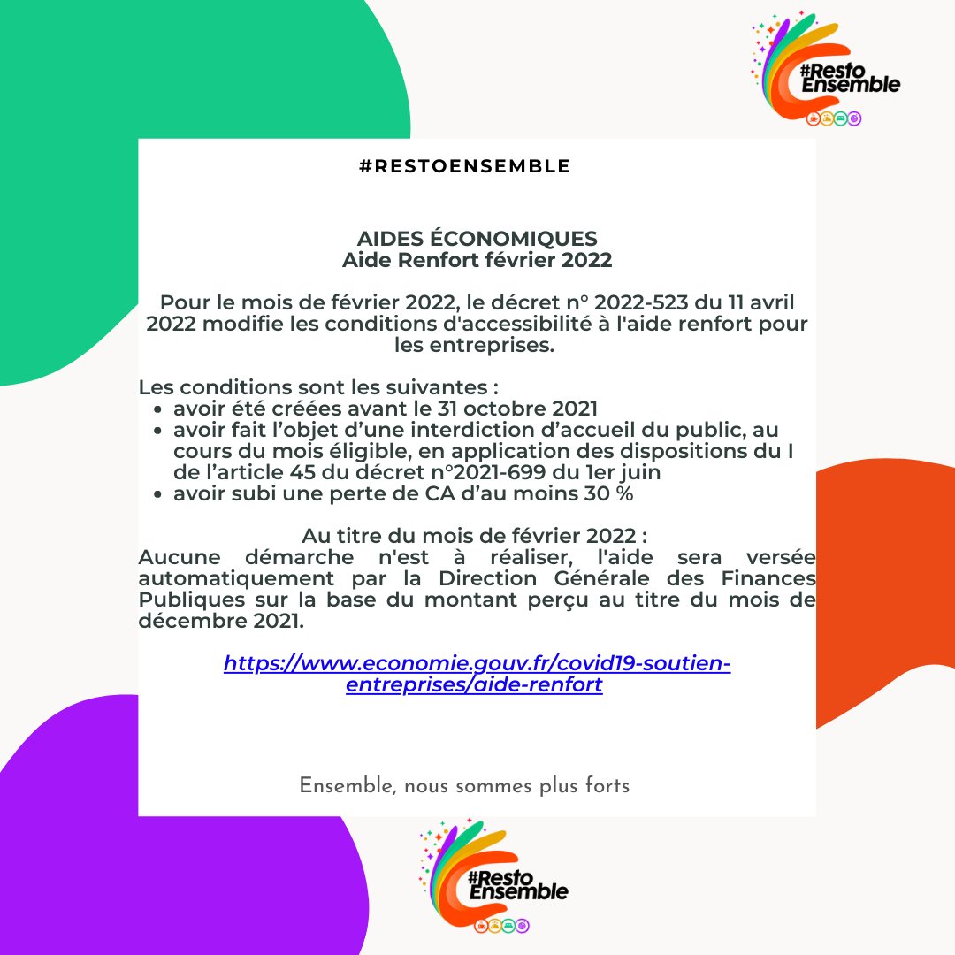 resto_ensemble's tweet photo. restoensemble vous informe
#restoenemble #aideseconomiques #soutienentreprises https://t.co/Fe8kDS7CsR