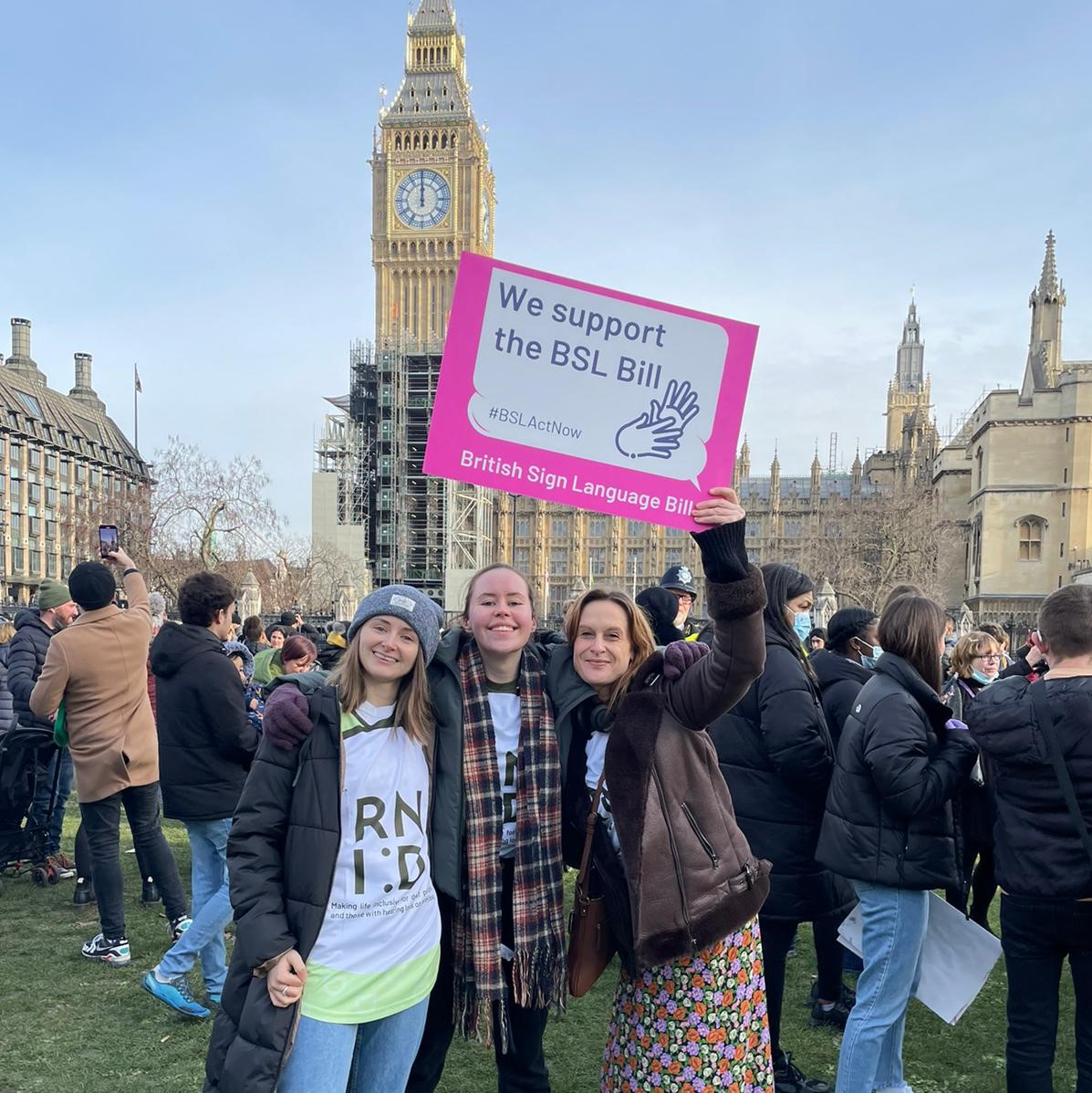 RNID's tweet photo. You did it! 🎉 

The #BSLBill has received Royal Assent and is now officially the BSL Act 2022.

This is a huge achievement for all of us - but it's just the start of creating change across society. We won't be taking a break!

Find out what's next: https://t.co/VyvOrbPtSc https://t.co/zQZ2DV3kZL