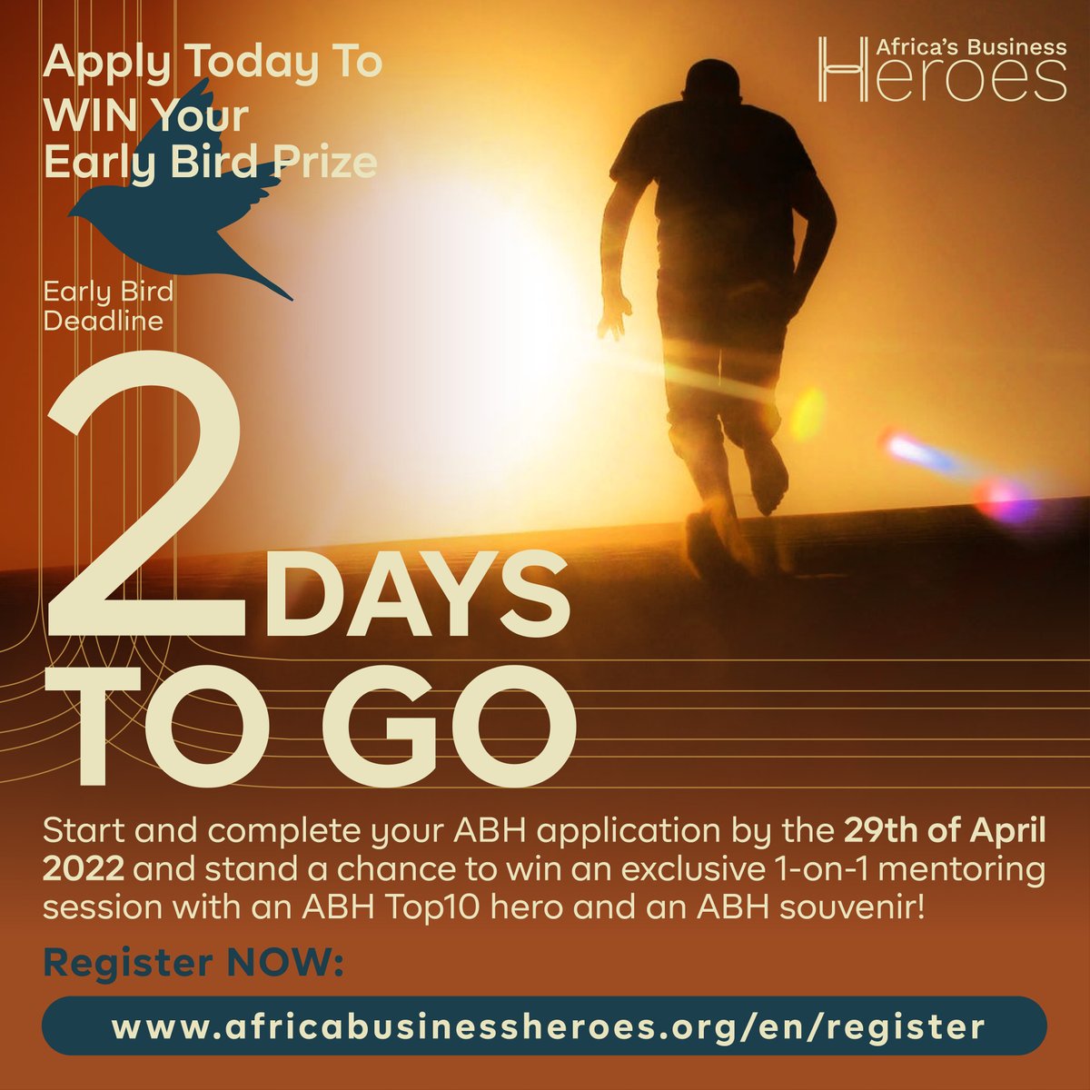 What is ticking away is not the clock, but an opportunity for you to experience firsthand one of ABH's key benefits, "MENTORSHIP," even before the competition begins. Take advantage of the early bird special by registering now. You could be the lucky winner of an exclusive 1-on-1