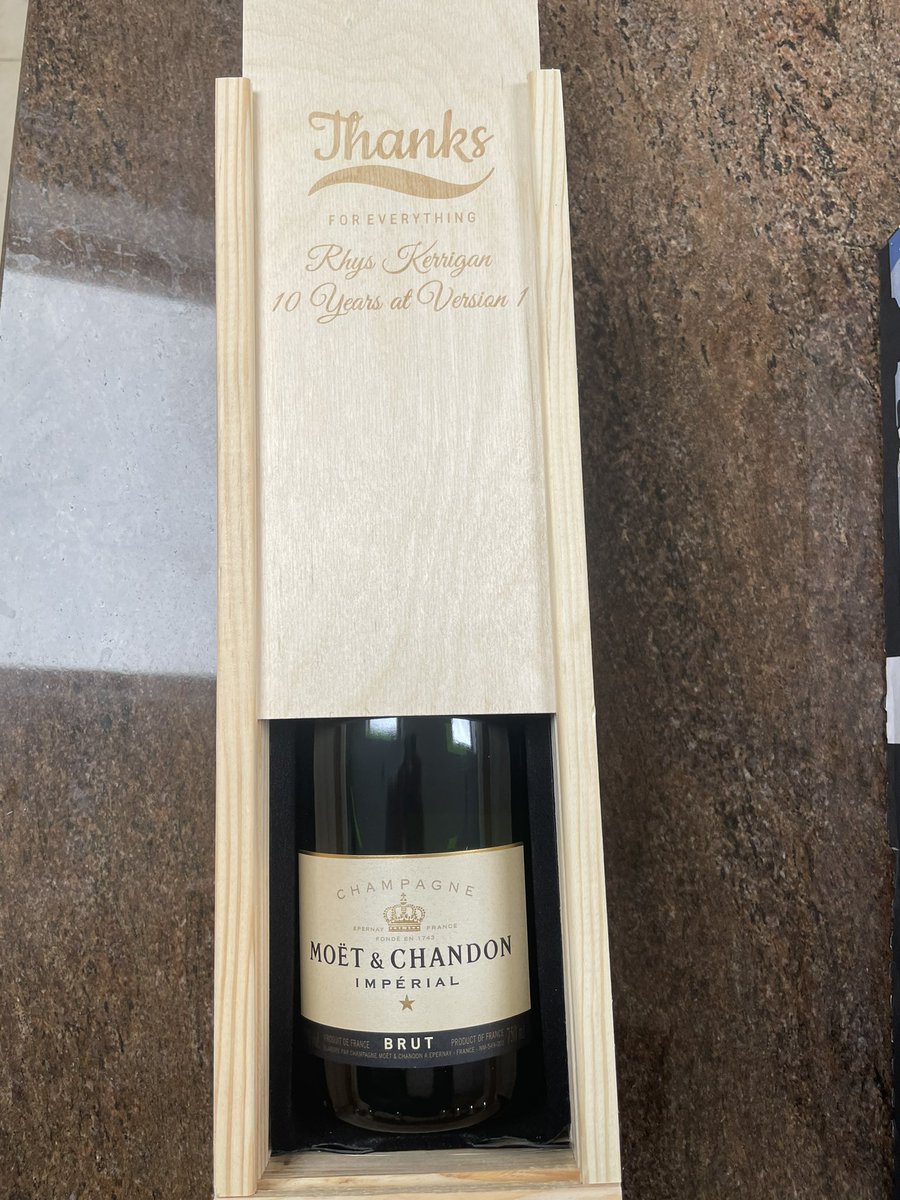 N6Gooner's tweet photo. @version1 nice surprise gift arrived today ! 10 years and very few grey hairs. Cheers 🥂 #version1 #GPTW https://t.co/n4DaPQVq2s
