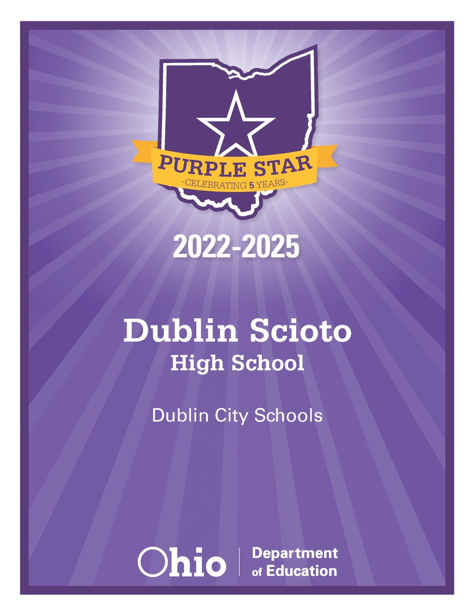 DublinSchools's tweet photo. Dublin Scioto High School has been named a Purple Star School. Purple Star schools show a significant commitment to serving students and families tied to our Armed Forces. You can read more about the fantastic award here: https://t.co/oi1hWjkL4U https://t.co/VjIhRjjeVZ