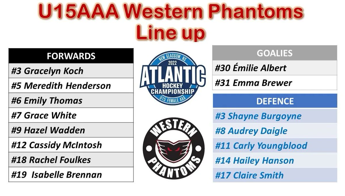 AAAPhantoms's tweet photo. It's ⏰️ for ATLANTICS ‼️
The @AAAPhantoms travel to NS to represent NB at the U15 AAA Female Atlantic Hockey Championship 2022 for a weekend of amazing elite female hockey🏒
Let's GO PHANTOMS ♥️🖤
#NBProud  #HNB #nbfaaahl 
#atlantics2022 
#workhardplayhard https://t.co/iLGCdZuI3H