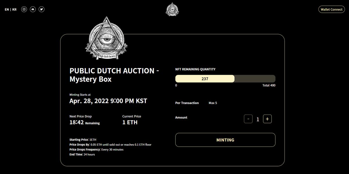 Blockcastcc's tweet image. Public Dutch Auction started for 10 mins and more than half were snapped up. I have grabbed mine lucky! Thanks @HighSloths!