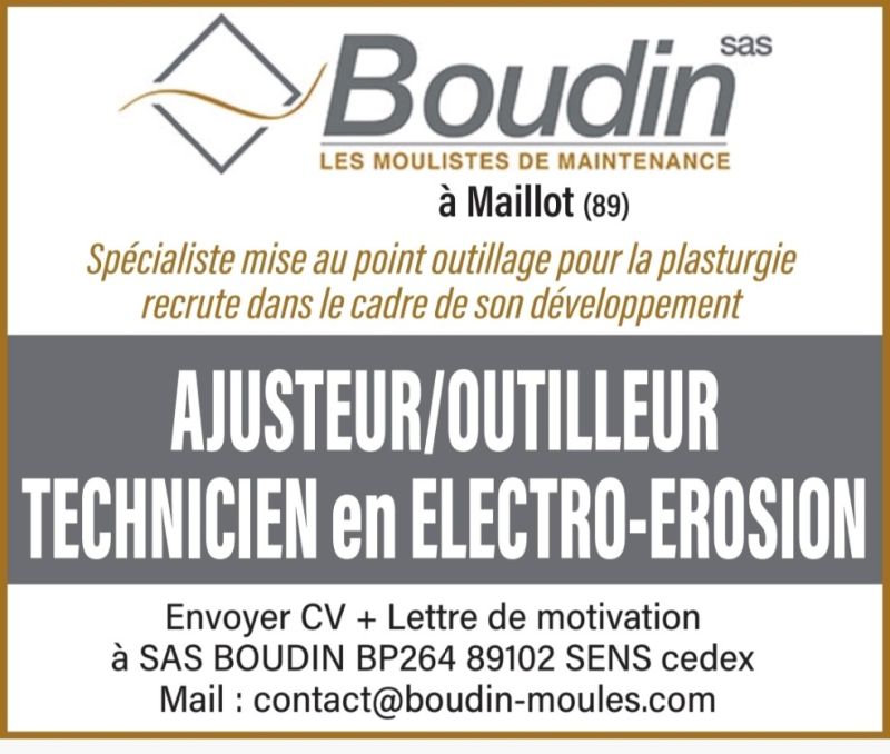 BOUDINSAS's tweet photo. Nous recherchons, pour satisfaire notre expansion, pour notre site de MAILLOT 89100 Yonne, Bourgogne Franche-Comté,
Un technicien/technicienne pour le poste suivant :  Érodeur sur machine d'électroérosion enfonçage, fil et perçage rapide. #boudinsas #lesmoulistesdemaintenance https://t.co/XXgOQbTJkK
