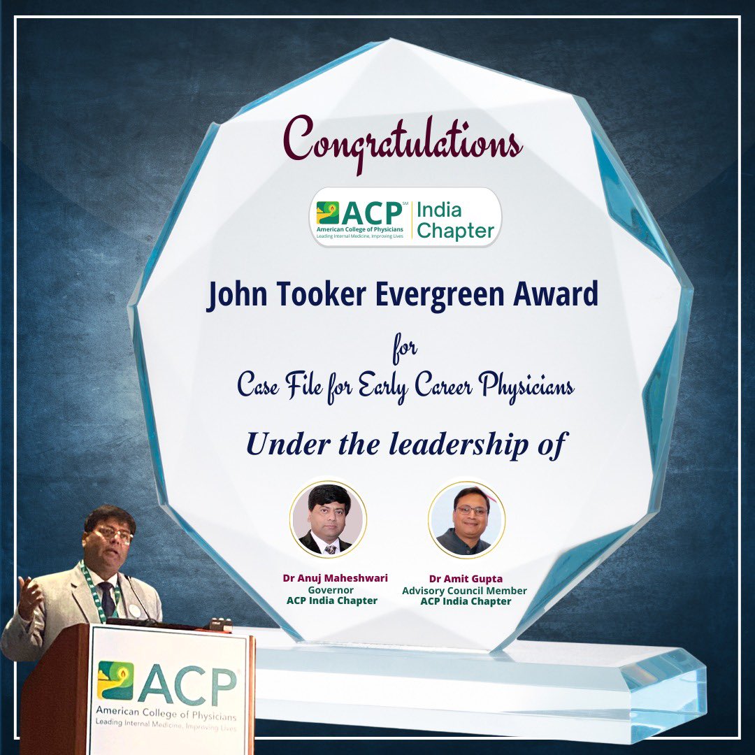 ACP India Chapter is proud on receiving prestigious John Tooker Evergreen AWARD at IM ACP Chicago
@AnujMah51145112 @dramitaol @GeorgeAbraham65 @ACPinternists @acphospitalist @NewYorkACP @ACPCanadian @ACPMAChapter @LouisianaACP @doctorbecca1 #ACP2022