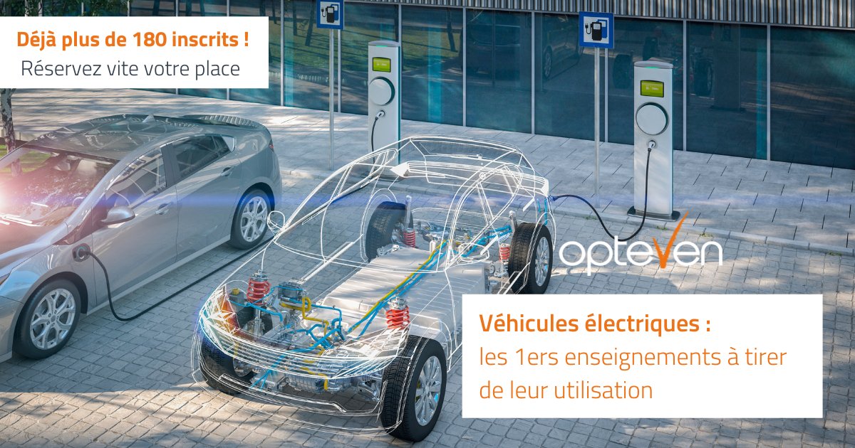 Opteven partagera son expérience des #véhicules #électriques avec des spécialistes du sujet lors d'un #webinaire exclusif  
🗓️ Mercredi 11 mai 
⏰ 11h à 12h

✨ Déjà 180 inscrits ! Réservez vite votre place ✨

bit.ly/3LrMeSe