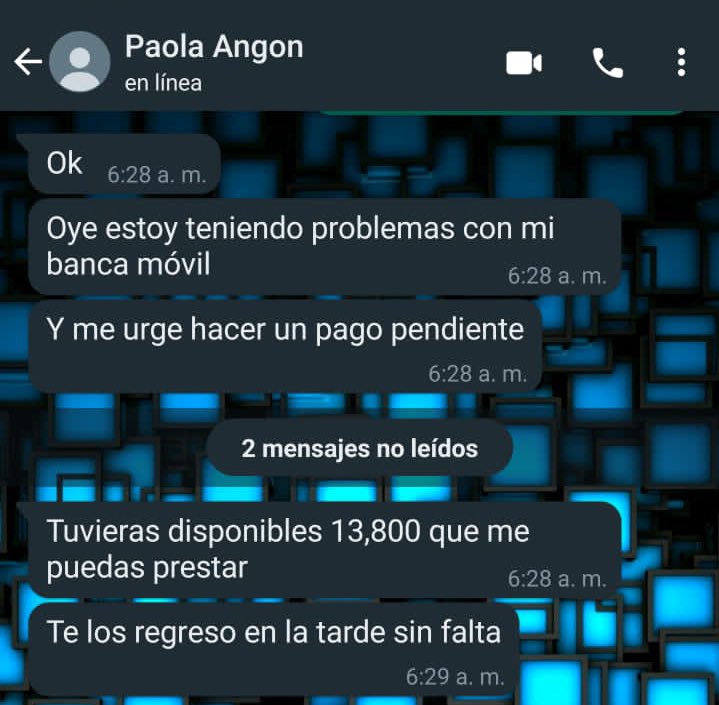 Paola_Angon's tweet photo. Buen día. Les comunico que han hackeado mi cuenta de WhatsApp. Acudiré a presentar la denuncia correspondiente. 

Por favor, no caigan en las extorsiones que están realizando a mi nombre.

@CiberPoliciaPue 
@ServicioTelcel https://t.co/Zo0fJG4MDy