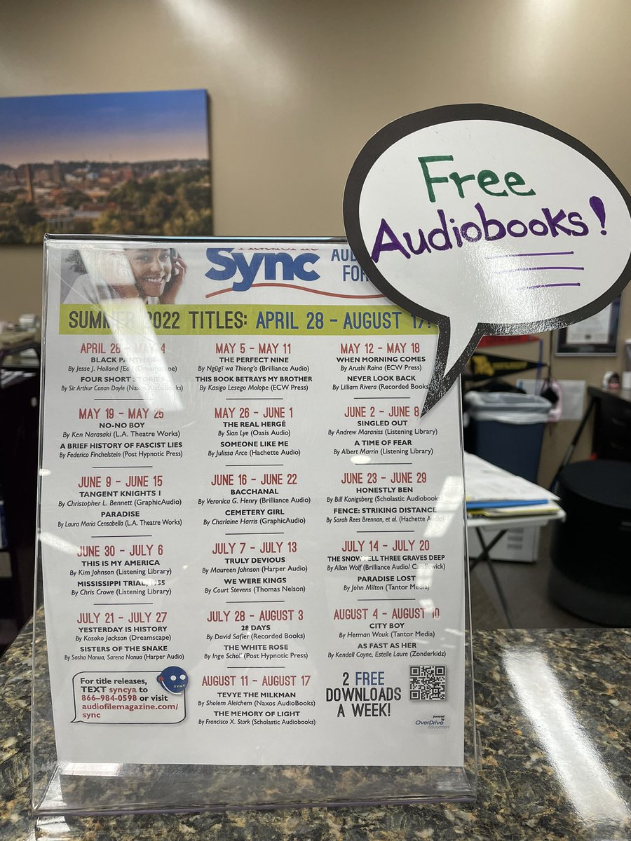 library_CHS's tweet photo. Free audiobooks starting today. Come to the library for more information. @library_CHS @CHS_Indians https://t.co/wVDTb6XDfp