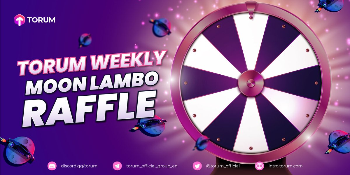 🏎Torum Weekly Moon Lambo Raffle🏎

Each <a href="/poapxyz/">POAP - Bookmarks for your life</a> badge will earn you 1 ticket with a chance to win. So, more POAP = higher winning chance: 

🥇 100 XTM (Moon Lambo) 
🥈 50 XTM (DOGE CEO) 
🥉 25 XTM (Bag of Altcoins) 

Join here: poap.fun/raffle/1399