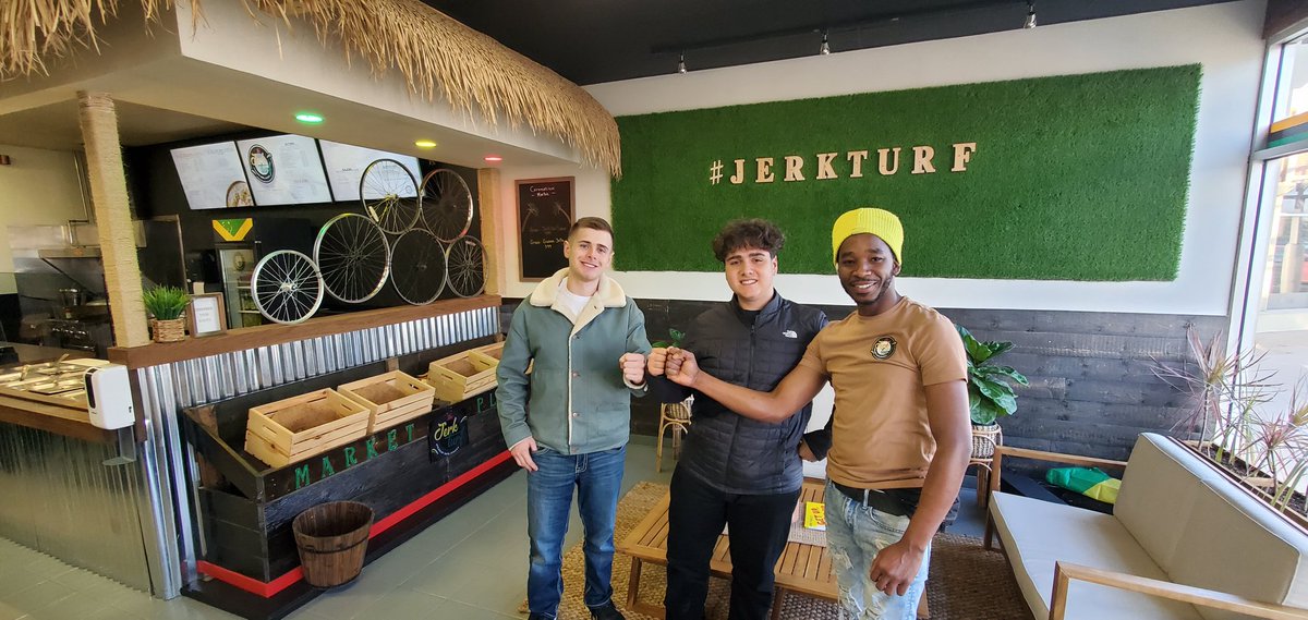 Spencer &amp; Grant, along with the owner of the all-new and extremely delicious #jerkturf Check out this refreshingly delicious all new Caribbean style restaurant in Auburn Hills, MI!  #youngentrepreneurs