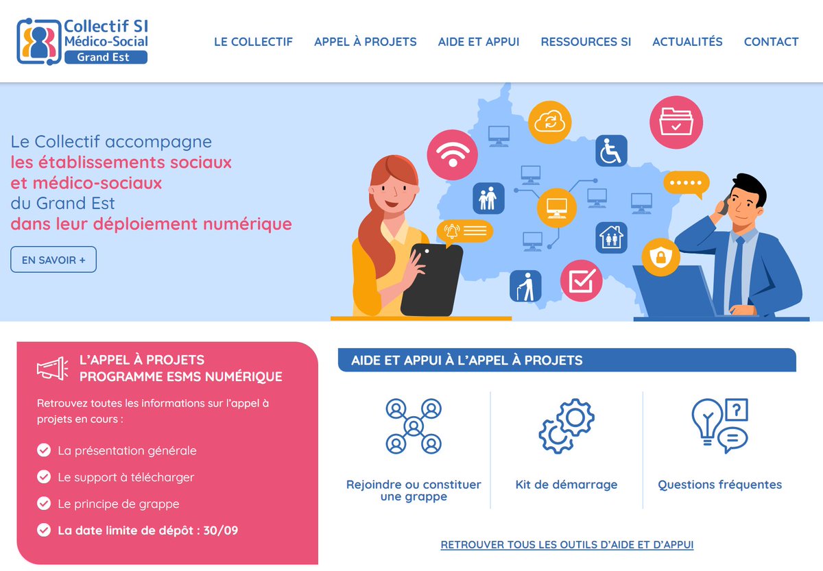 pulsy_grandest's tweet image. 🎉 Lancement du site du Collectif SI #médicosocial #GrandEst : collectifsims-ge.fr
🖱️ Dédié aux #ESMS de la région, le site s&apos;impose comme une boîte à outils pour échanger sur les enjeux relatifs aux systèmes d’information, comme sur l&apos;Appel à projets Programme ESMS numérique