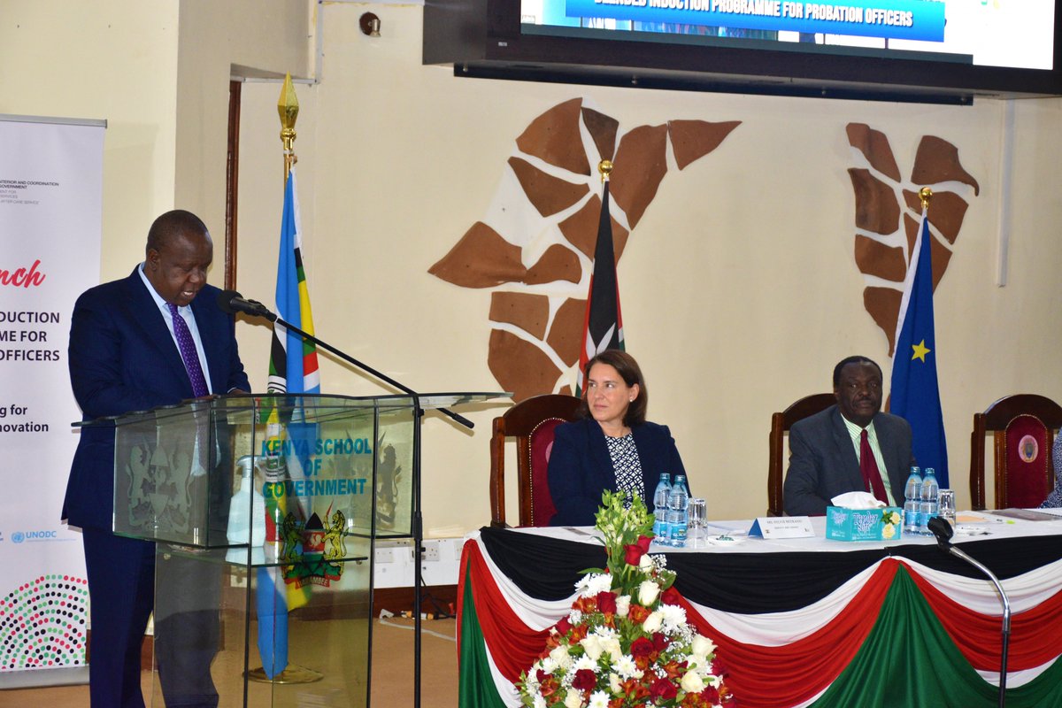 KSGKenya's tweet photo. The CS interior Dr.  Fred Matiangi today presided over the launch of the Induction Program for Probation Officers at KSG Lower Kabete.1/5 @InteriorKE @EUinKenya @PrisonsKe @UNODC_EA @NCTC_Kenya @CorrectionalKE https://t.co/F5NEHQT7Fr