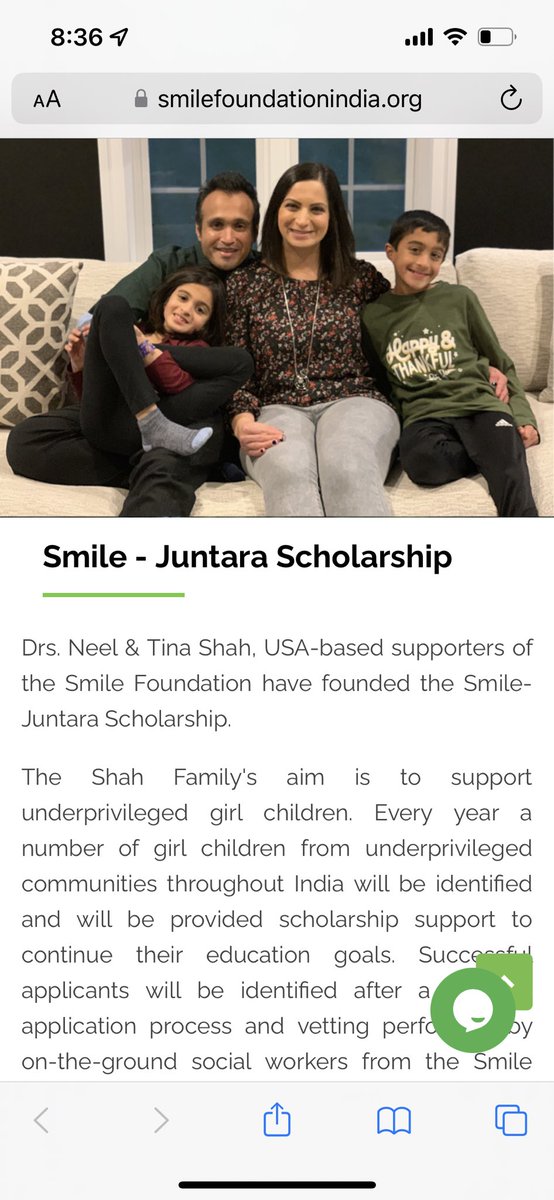 Honored to be able to start this scholarship program with <a href="/smilefoundation/">Smile Foundation</a> - my husband has been a supporter for many years and we are thankful for the impactful work <a href="/smilefoundation/">Smile Foundation</a> does to change lives everyday! smilefoundationindia.org/smile-juntara-…