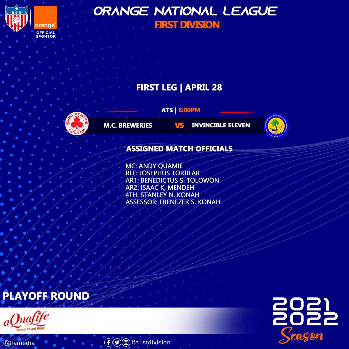 lfa1stdivision's tweet photo. Here are our assigned match officials for today’s playoff game. https://t.co/iVHvCNWbnP