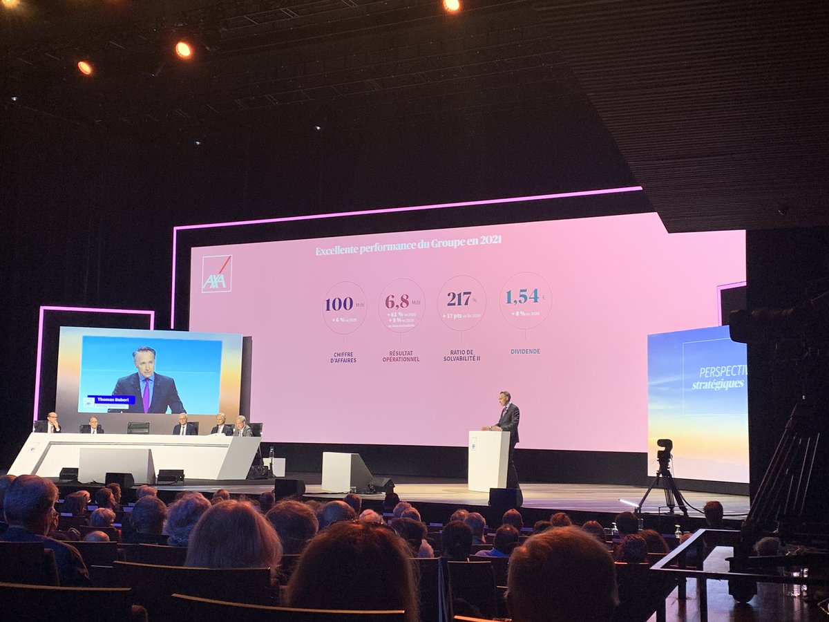 JulienParot's tweet image. Début de l’Assemblée Générale 2022 @AXA. Une édition autour de l’histoire et la transformation réussie du Groupe. Une nouvelle page s’ouvre avec un nouveau président et un nouveau mandat pour @thomasbuberl.