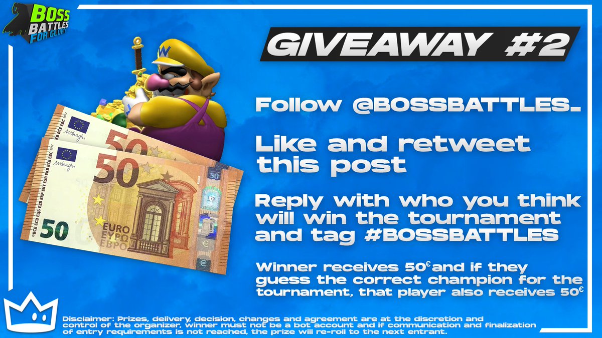 BOSSBATTLES_'s tweet photo. Another giveaway! @TryMetafy 

Prize: €50 to you + €50 to the correctly guessed champion. (Have a look at the bracket below⬇️)

🐦Follow @BOSSBATTLES_ 
♥️🔁Like and Retweet this post
🤝Reply with who you think will win BB with the  #BOSSBATTLES 

Winners announced during Top 8. https://t.co/fLSWAfMUlB