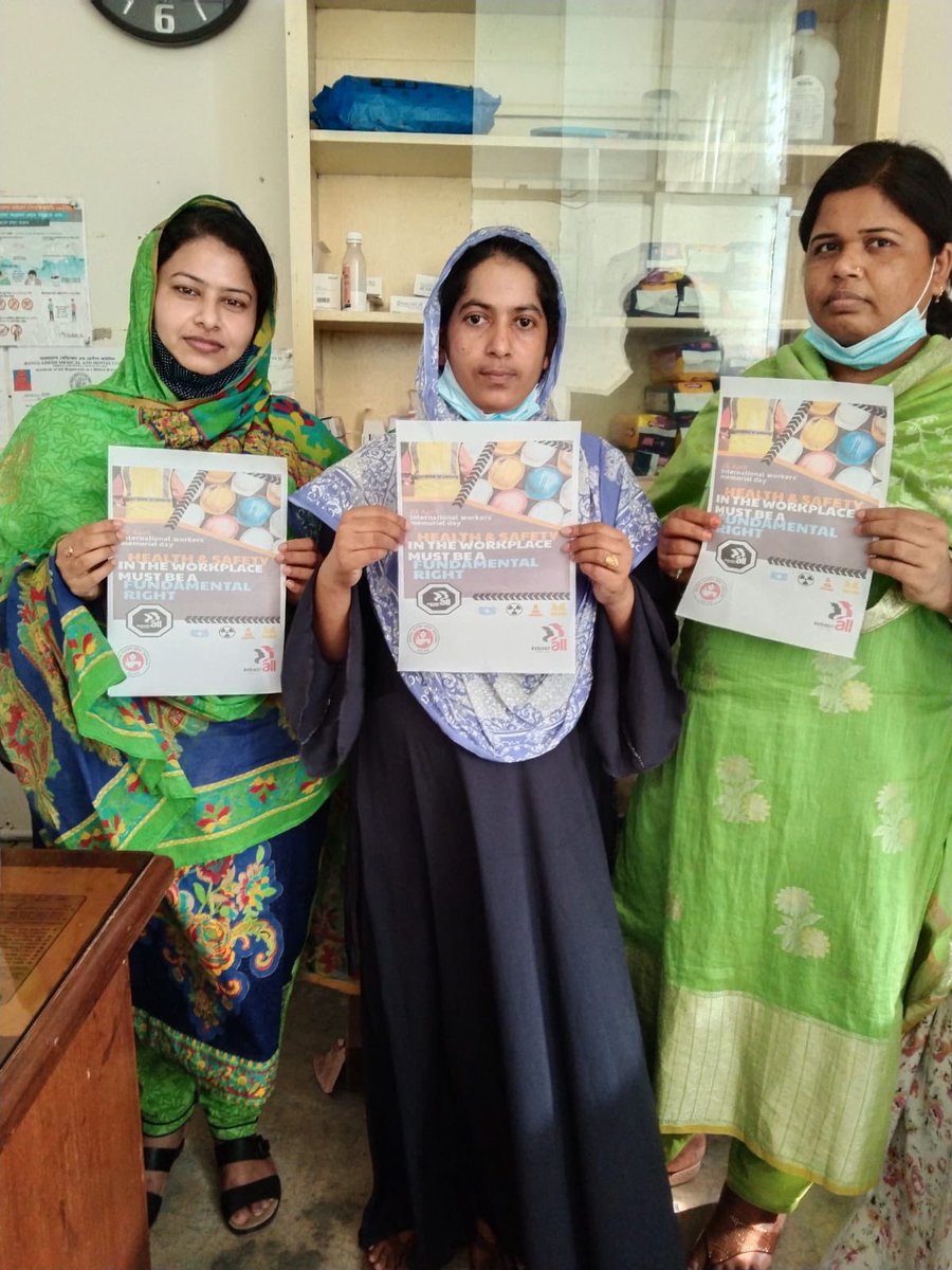 NazmaAkter73's tweet image. Today on World Day for #SafetyAndHealthAtWork, we're calling for greater investment in healthy working conditions.Workplace safety contributes in production raise &amp;amp; national economy. 
 #OSHDay
@IndustriALL_GU