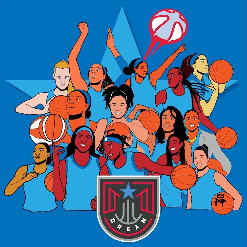 KingPopDesign's tweet image. A LEGENDARY MOMENT WAS SHARED WITH SOME AMAZING LADIES OF THE @AtlantaDream I CREATED THIS ILLUSTRATION ALONG WITH A FEW OTHER MERCH ITEMS TO COMMEMORATE THEM LANDING THE #1 DRAFT PICK IN @rhyne_howard AND A NEW ERA OF DREAM BASKETBALL. #doitforthedream #Kingpopdesign #rapsnacks