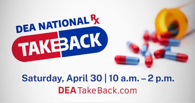 JacksonMOPD's tweet photo. National Prescription Drug #TakeBackDay–happening this Saturday, April 30, 10am-2pm. You can help @JacksonMOPD  prevent drug overdoses by turning in medications that have expired or which you no longer need. https://t.co/i82BGHUWmj
