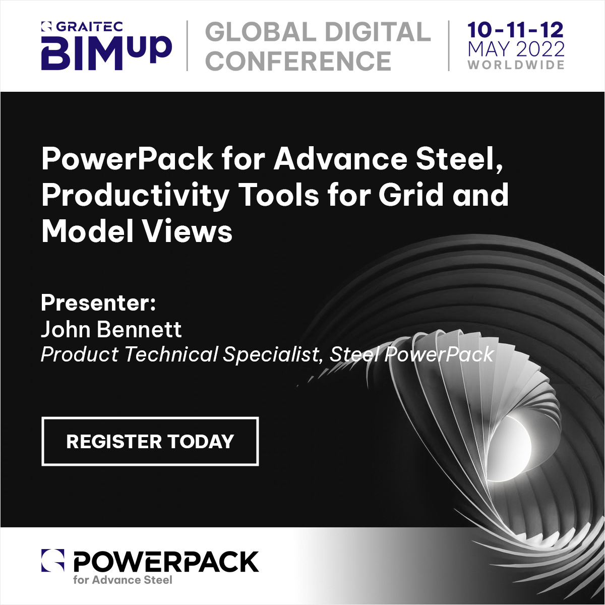 GRAITEC Group (@graitec_group) on Twitter photo #GraitecBIMUp Conference | In this #PowerPackforAdvanceSteel session, we will introduce the new productivity tools for creating Grids and Cameras, combined with the Management Browser.
📅 12th May | 🕛 12pm UTC | 💰 Free
Register at ➡️ hubs.la/Q0192SH60
#AdvanceSteel #GraitecBIMUp Conference | In this #PowerPackforAdvanceSteel session, we will introduce the new productivity tools for creating Grids and Cameras, combined with the Management Browser.
📅 12th May | 🕛 12pm UTC | 💰 Free
Register at ➡️ hubs.la/Q0192SH60
#AdvanceSteel